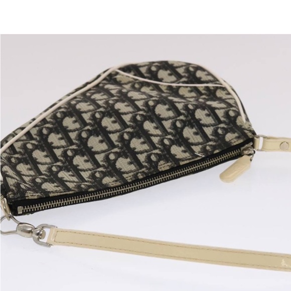 CHRISTIAN DIOR TROTTER Canvas Saddle Pouch Black/ White PREOWNED - Picture 6 of 16